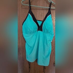 Teal and Black Tankini Top Womens 4X